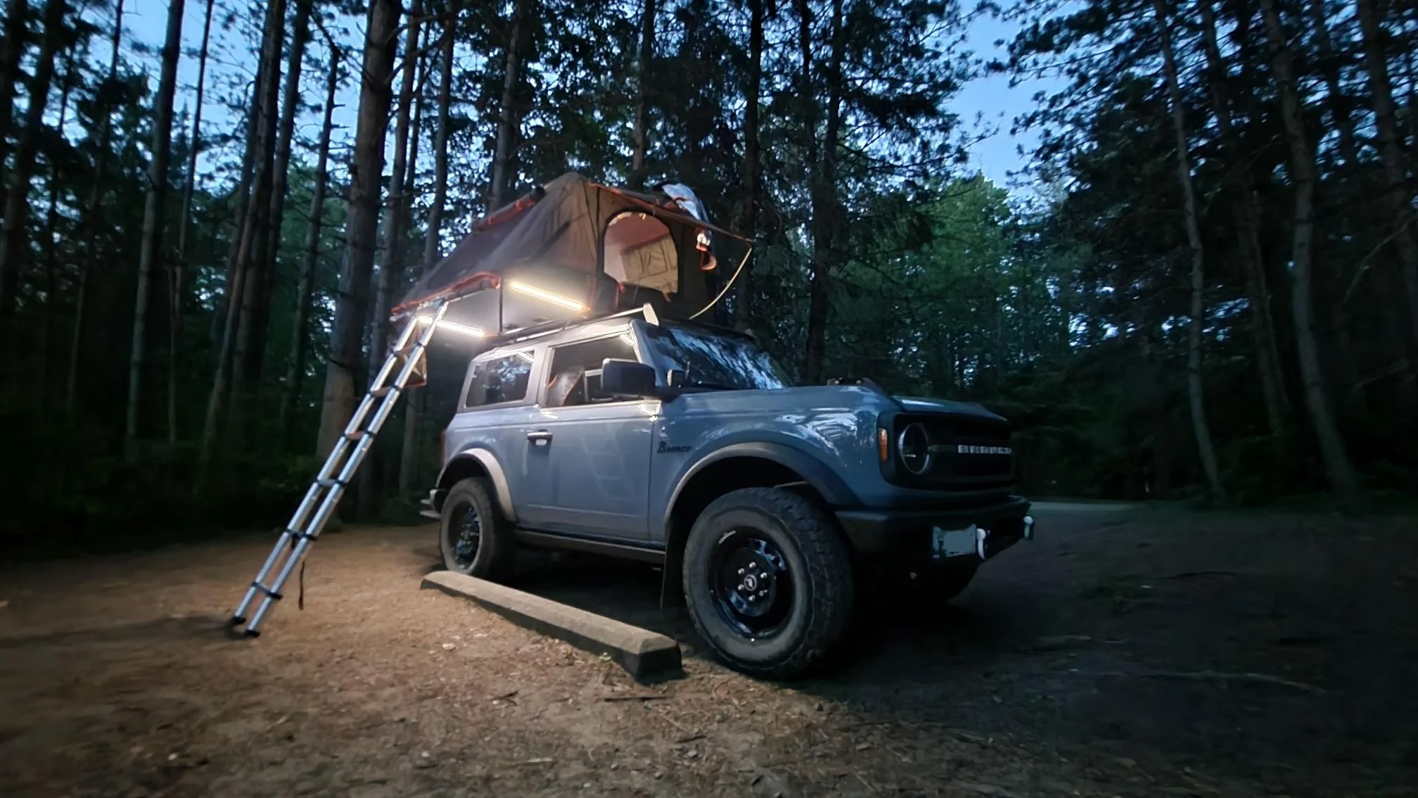 Ford Bronco Heavy Rooftop Tent on 2-Door w/ ZROADZ Rack Worked Great! 20220701_214733