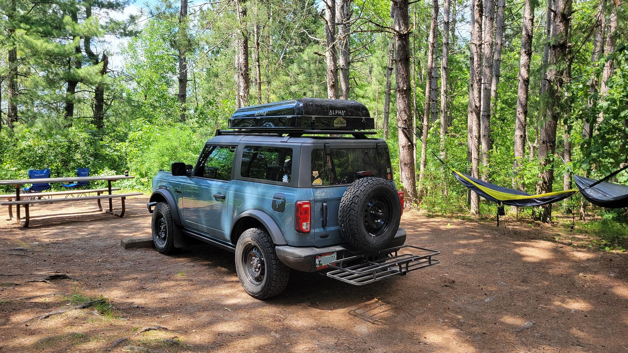 Ford Bronco Heavy Rooftop Tent on 2-Door w/ ZROADZ Rack Worked Great! 20220701_143900