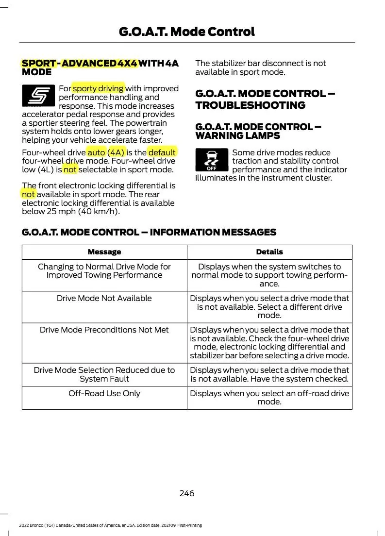 Ford Bronco PSA:  How Much Drivetrain Damage can happen from pushing the wrong Button ? '22 Owners Man 246