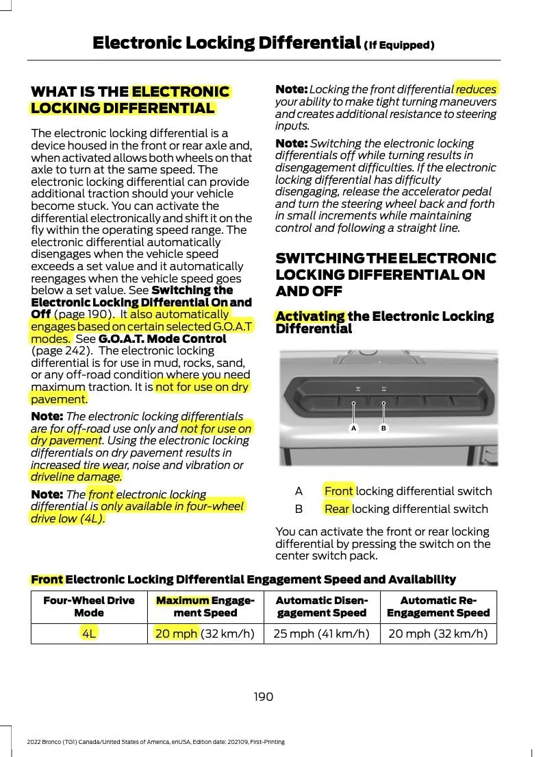 Ford Bronco PSA:  How Much Drivetrain Damage can happen from pushing the wrong Button ? '22 Owners Man 190