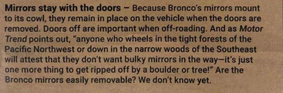 Ford Bronco Folded Bronco mirrors are narrower than fender flares (first pics) 2DB6BB2F-4A1B-40C1-86F5-4A7E3BF048CD