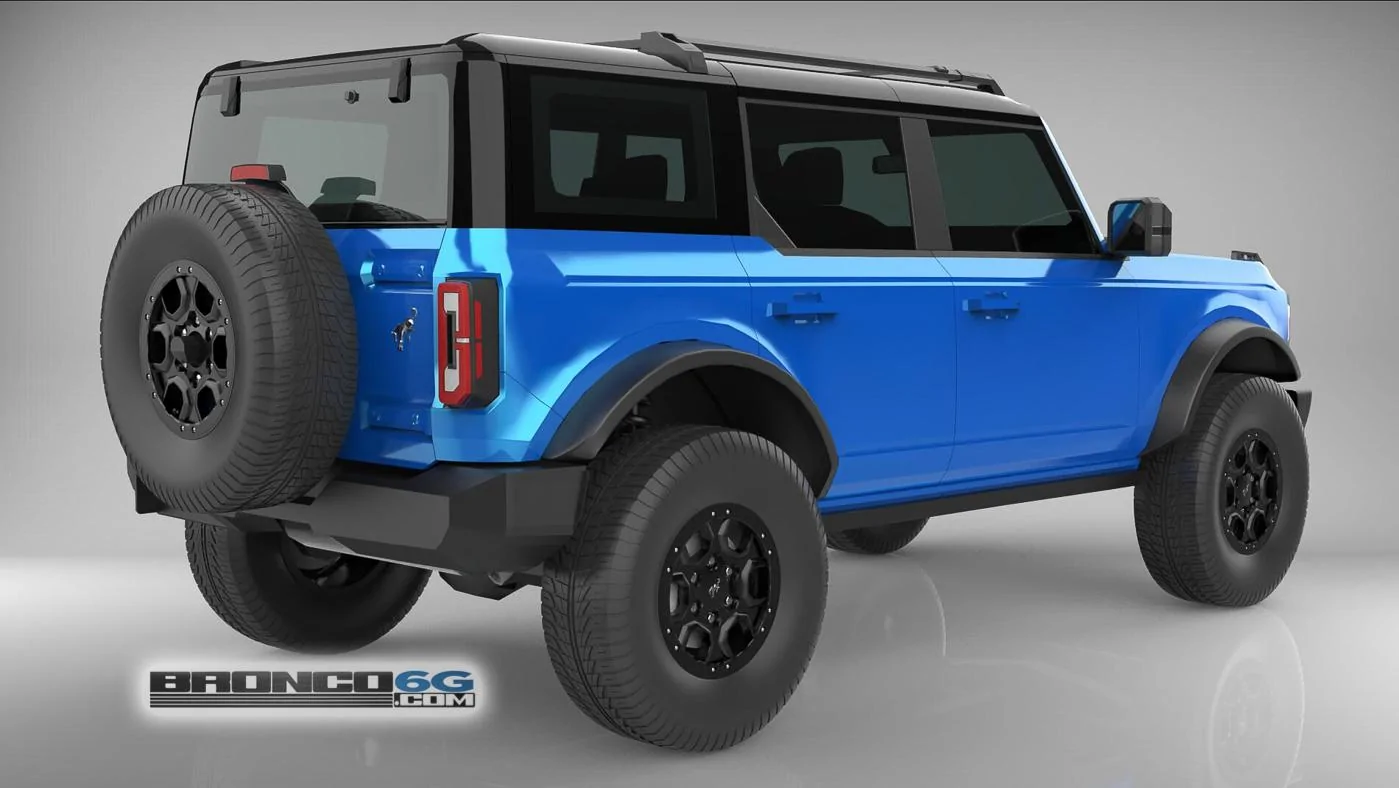 Ford Bronco 4 Door Bronco Colors 3D Model Visualized Velocity Blue 4 Door 2021 Bronco 3D Model Rear