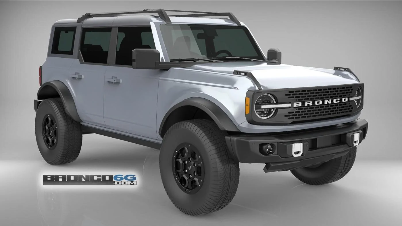 Ford Bronco 4 Door Bronco Colors 3D Model Visualized Iconic Silver 4 Door 2021 Bronco Gray Roof Top 3D Model Front