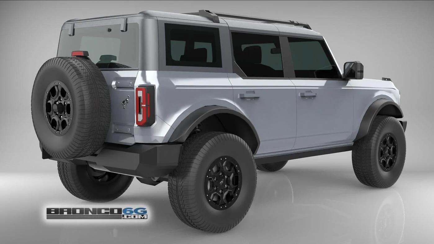 Ford Bronco 4 Door Bronco Colors 3D Model Visualized Iconic Silver 4 Door 2021 Bronco Gray Roof Top 3D Model Rear