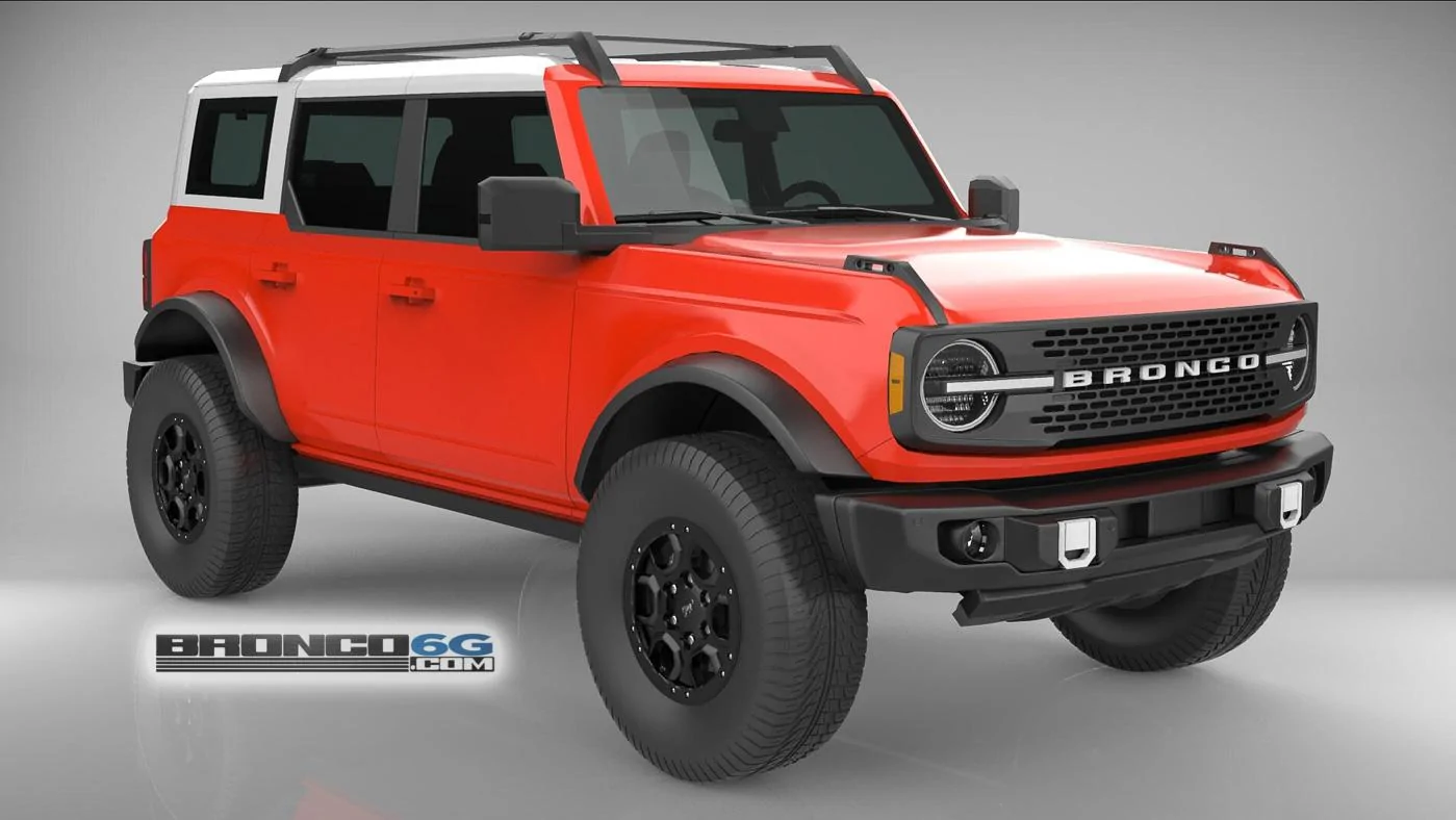 Ford Bronco 4 Door Bronco Colors 3D Model Visualized Race Red 4 Door 2021 Bronco White Top 3D Model Front