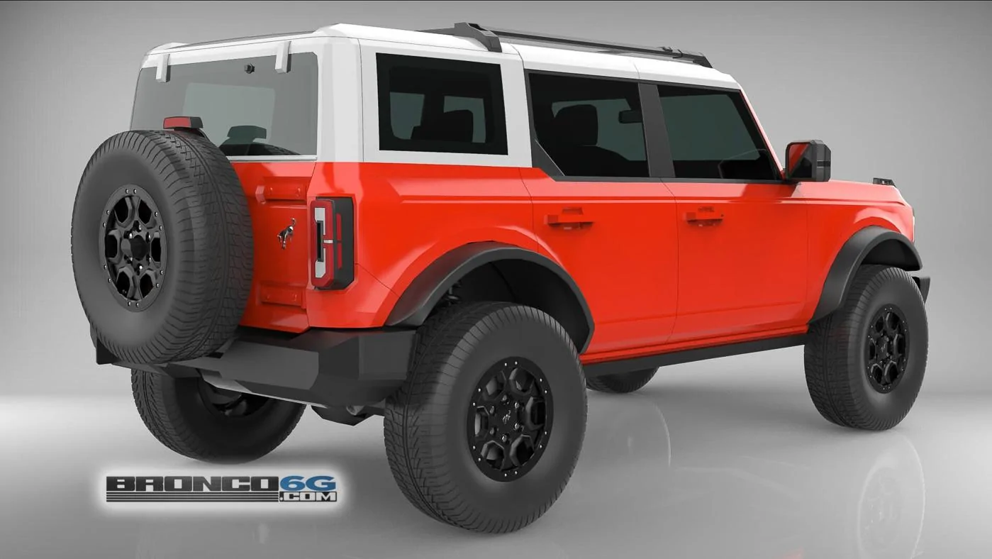 Ford Bronco 4 Door Bronco Colors 3D Model Visualized Race Red 4 Door 2021 Bronco White Top 3D Model Rear
