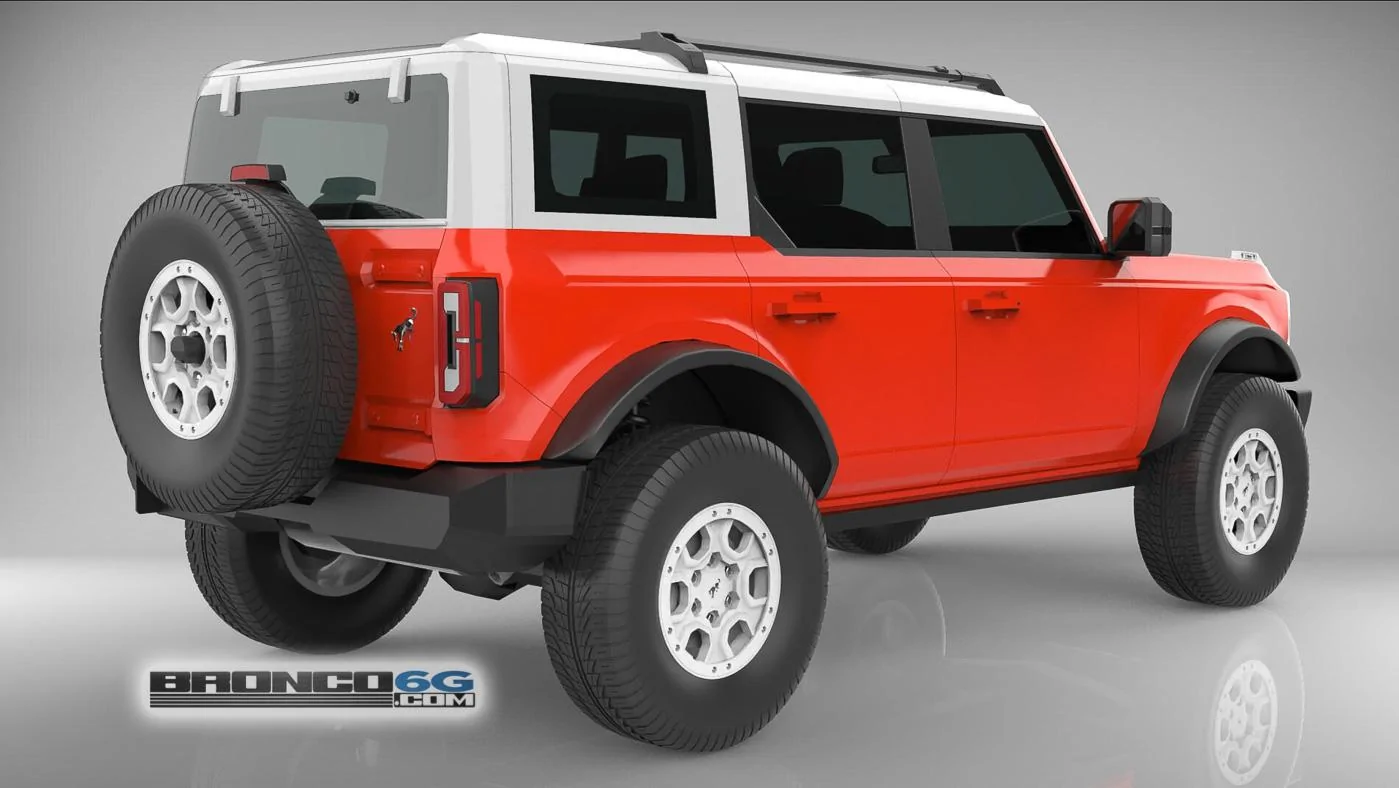 Ford Bronco 4 Door Bronco Colors 3D Model Visualized Race Red 4 Door 2021 Bronco White Top Grille 3D Model Rear