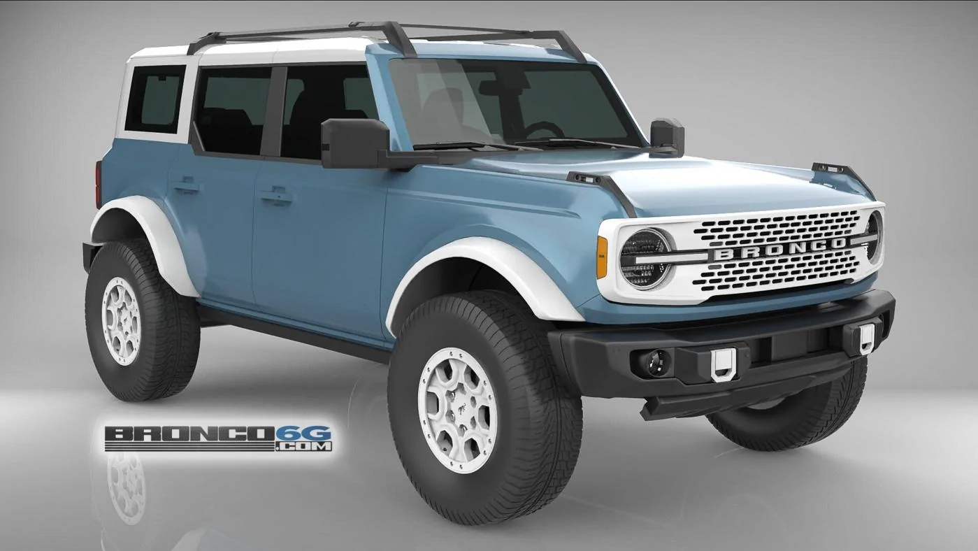 Ford Bronco 4 Door Bronco Colors 3D Model Visualized Area 51 4 Door White Top Grille 2021 Bronco3D Model Front