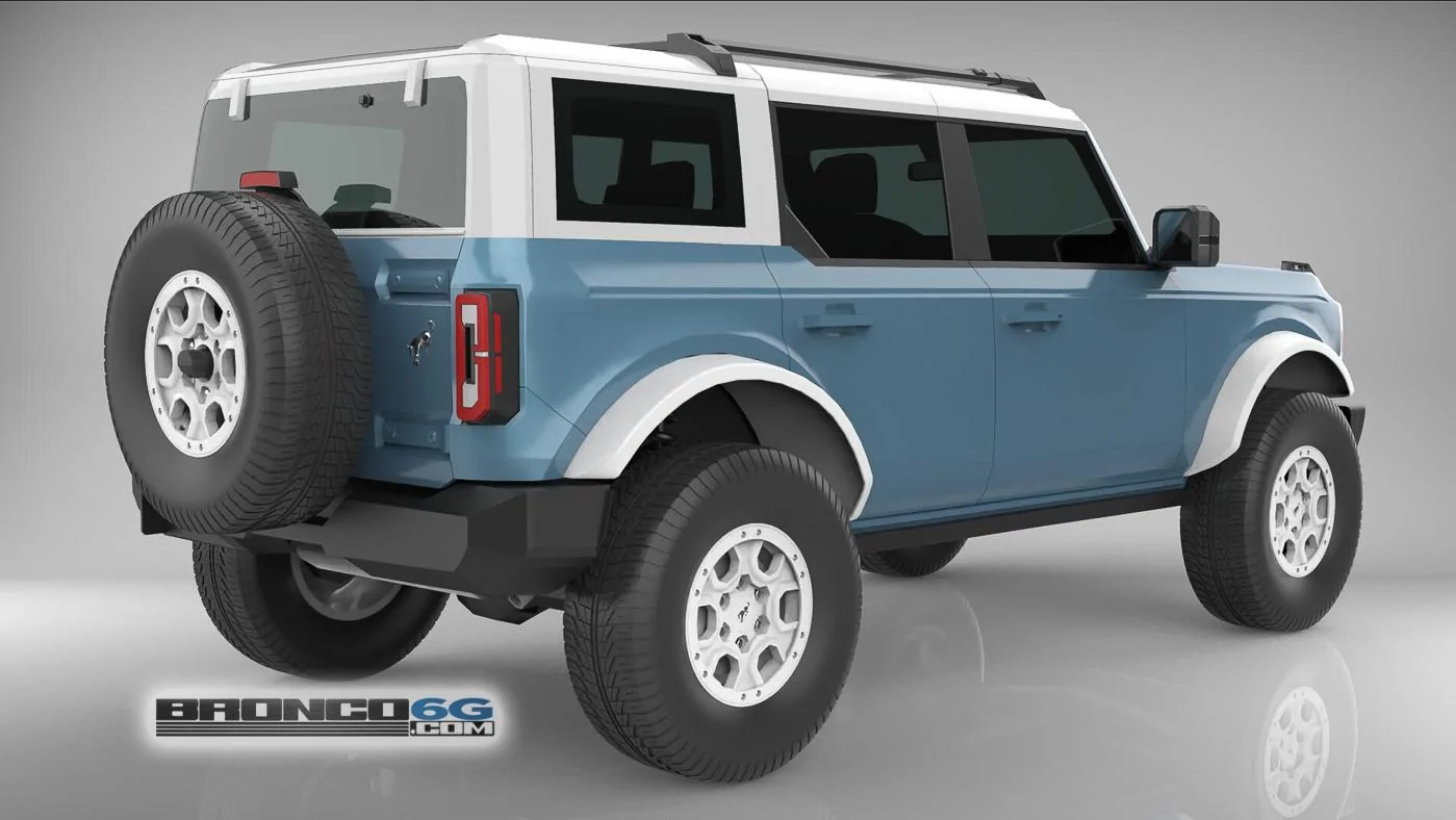 Ford Bronco 4 Door Bronco Colors 3D Model Visualized Area 51 4 Door White Top Grille 2021 Bronco3D Model Rear