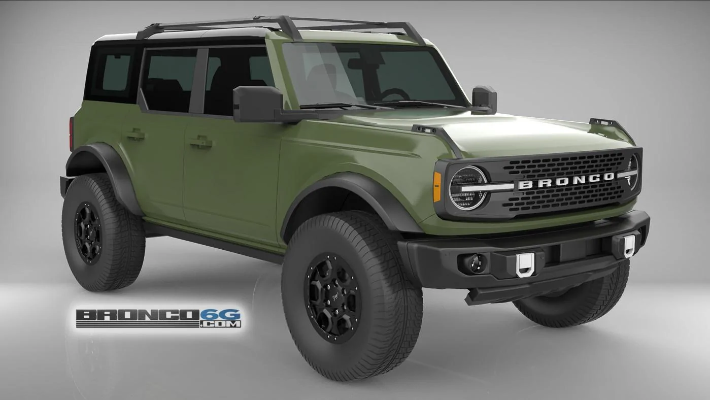 Ford Bronco 4 Door Bronco Colors 3D Model Visualized Army Green 4 Door 2021 Bronco3D Model Front