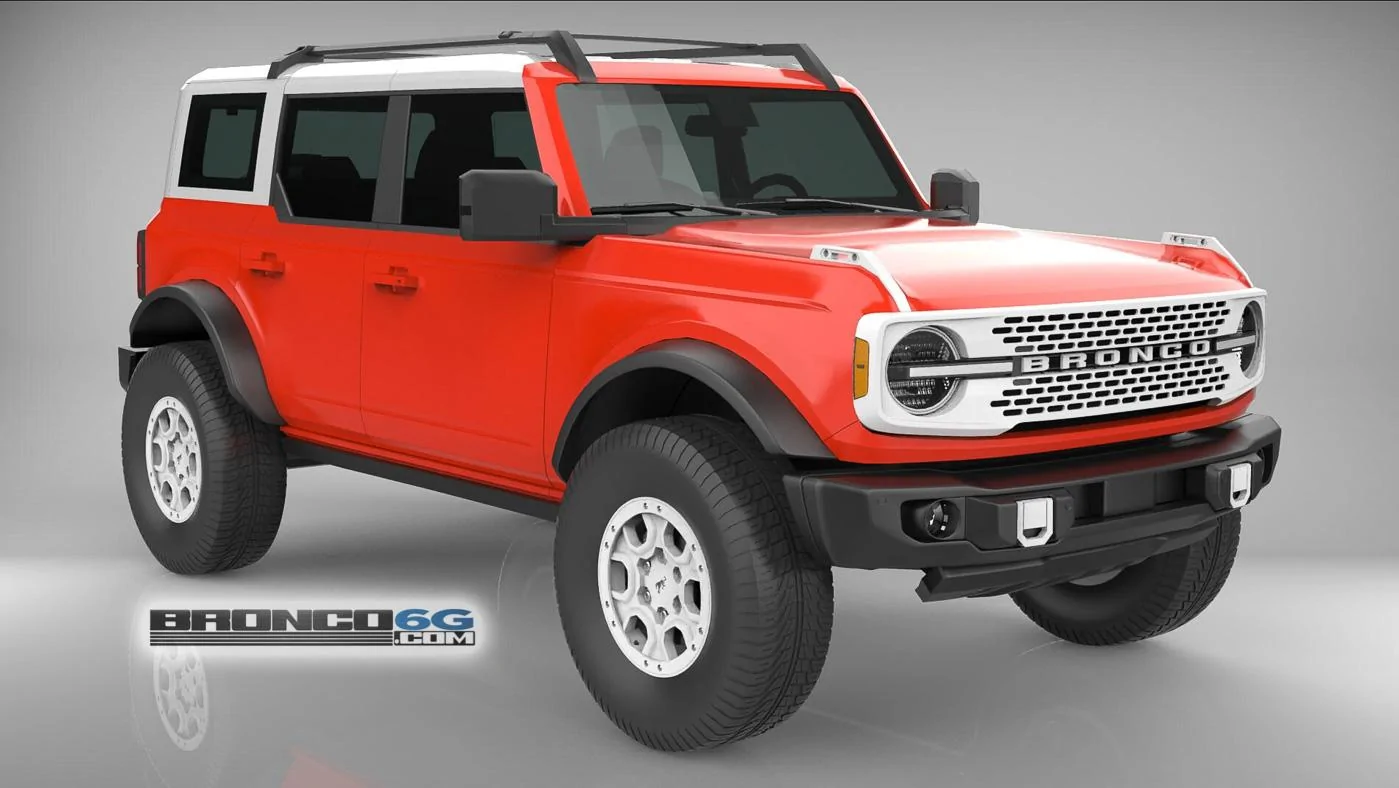 Ford Bronco 4 Door Bronco Colors 3D Model Visualized Race Red 4 Door 2021 Bronco White Top Grille 3D Model Front