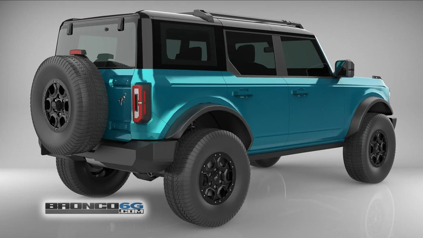 Ford Bronco 4 Door Bronco Colors 3D Model Visualized Bikini Blue 4 Door 2021 Bronco 3D Model Rear