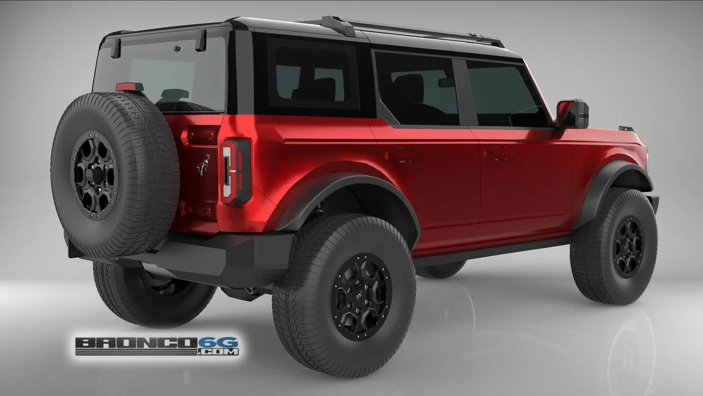 Rapid Red 4 Door 2021 Bronco 3D Model Rear.jpg