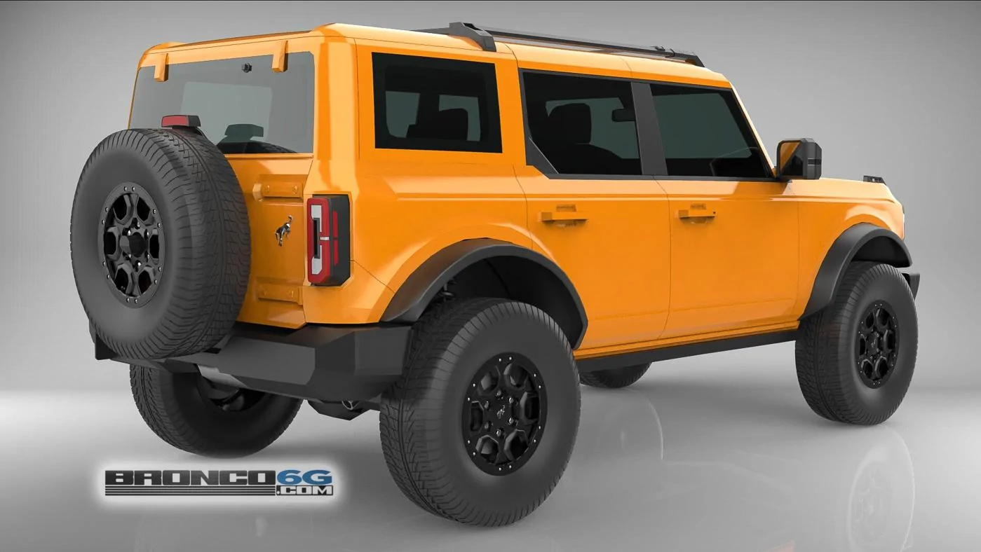 Cyber Orange Body Colored Top 4 Door 2021 Bronco 3D Model Rear.jpg