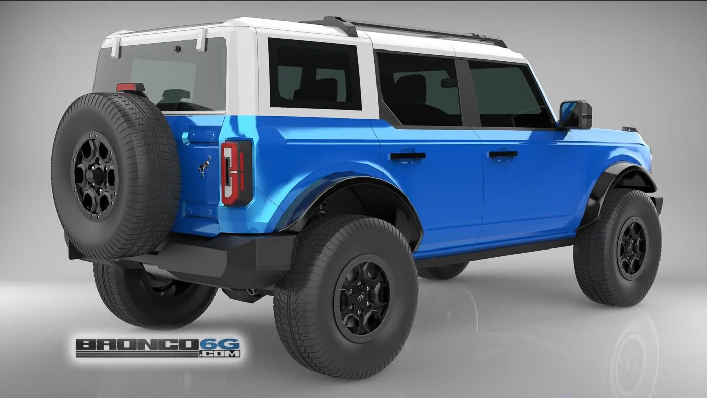 Velocity Blue White Top 4 Door 2021 Bronco 3D Model Rear.jpg