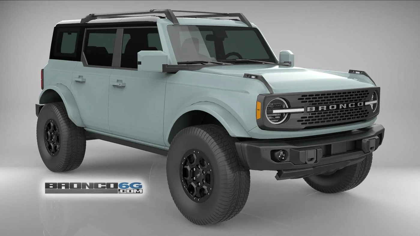 Cactus Gray Black Top 4 Door Body Colored Fenders 2021 Bronco 3D Model Front.jpg