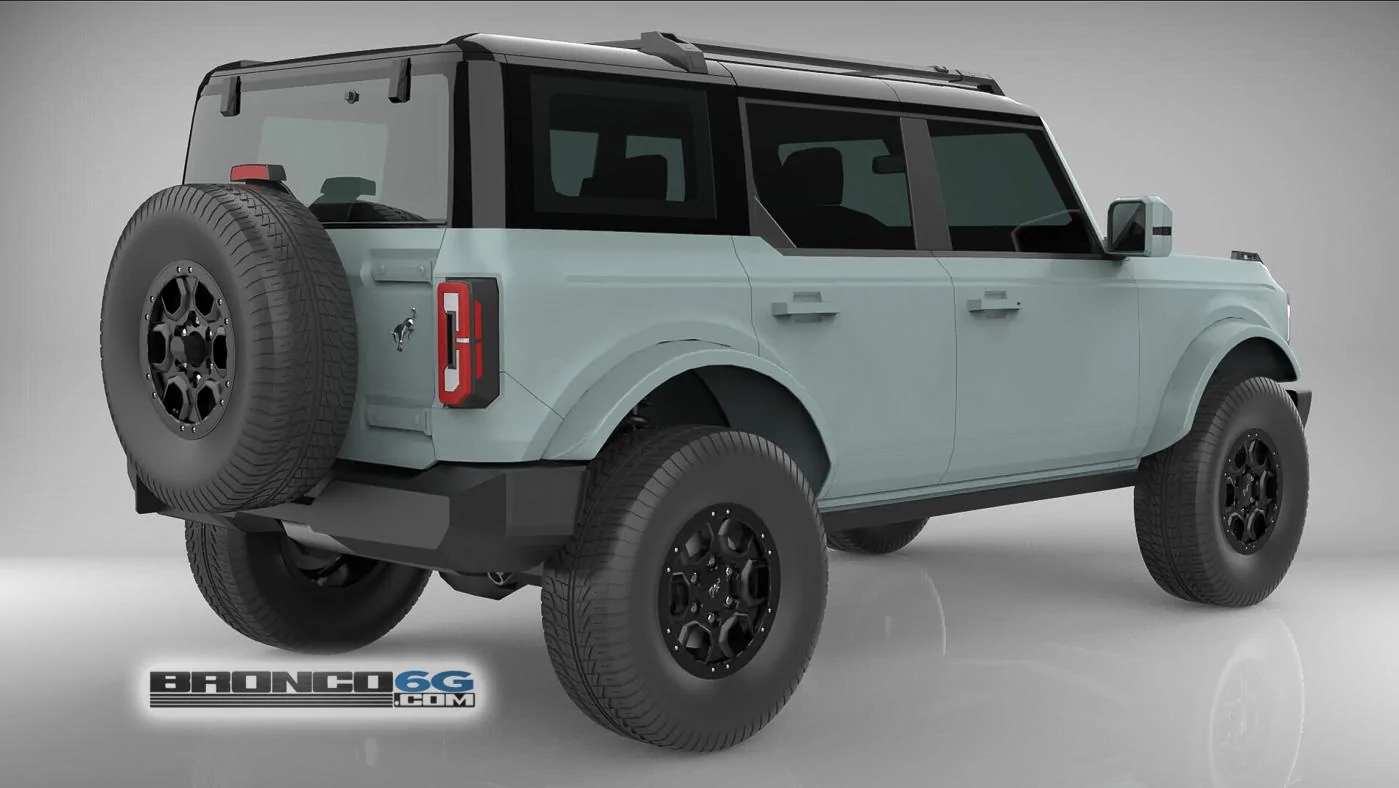 Cactus Gray Black Top Body Colored Fenders 4 Door 2021 Bronco 3D Model Rear.jpg