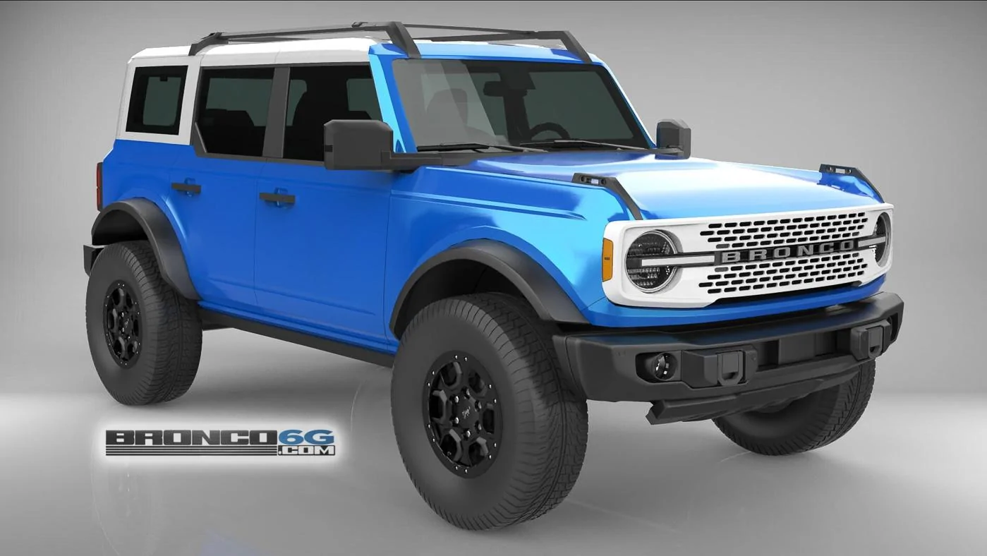 Ford Bronco 4 Door Bronco Colors 3D Model Visualized Velocity Blue White Top Grille 4 Door 2021 Bronco 3D Model Front