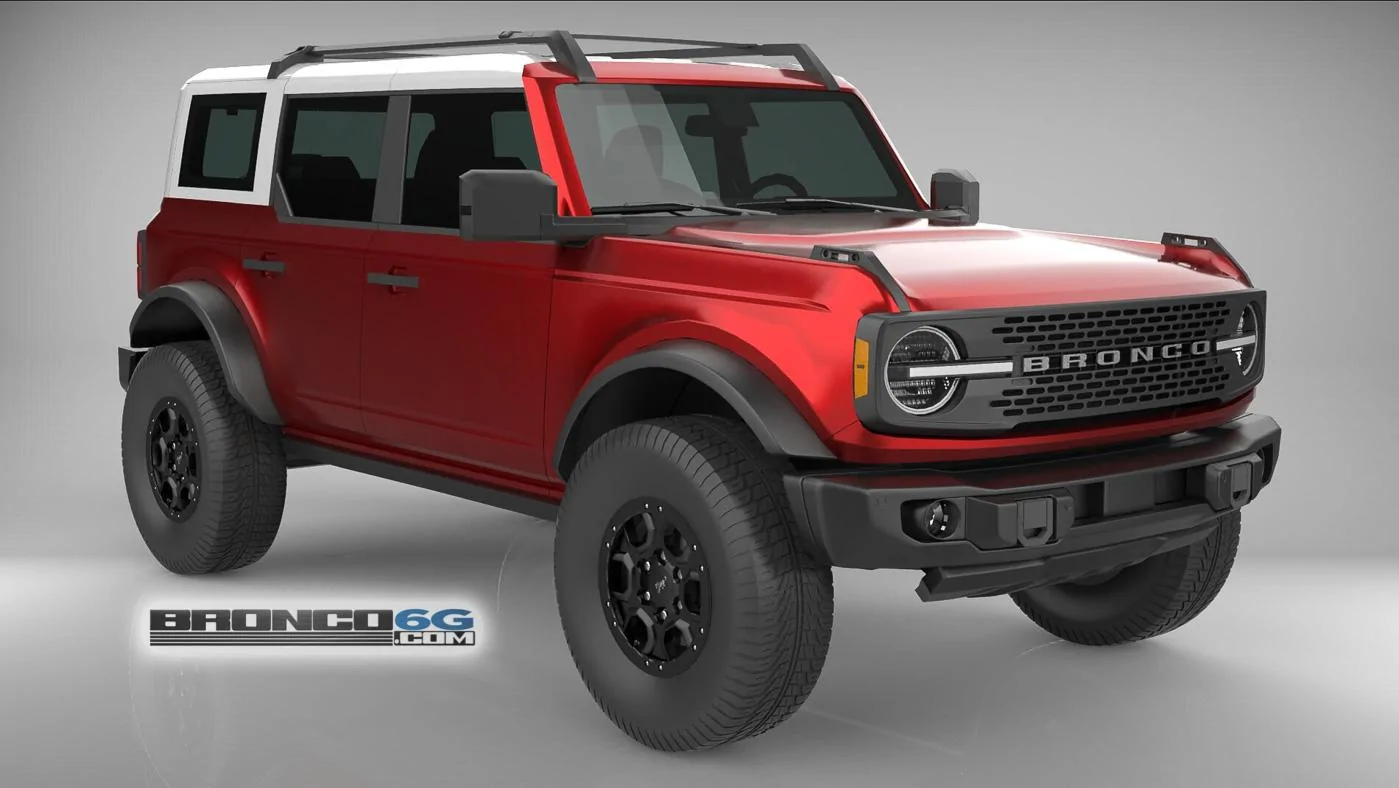 Ford Bronco 4 Door Bronco Colors 3D Model Visualized Rapid Red White Top 4 Door 2021 Bronco 3D Model Front