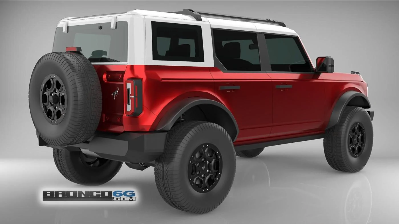 Ford Bronco 4 Door Bronco Colors 3D Model Visualized Rapid Red White Top 4 Door 2021 Bronco 3D Model Rear