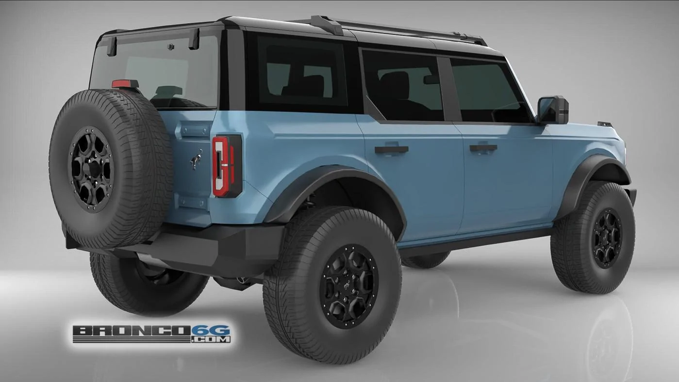 Ford Bronco 4 Door Bronco Colors 3D Model Visualized Area 51 Roof Rack 4 Door 2021 Bronco 3D Model Rear