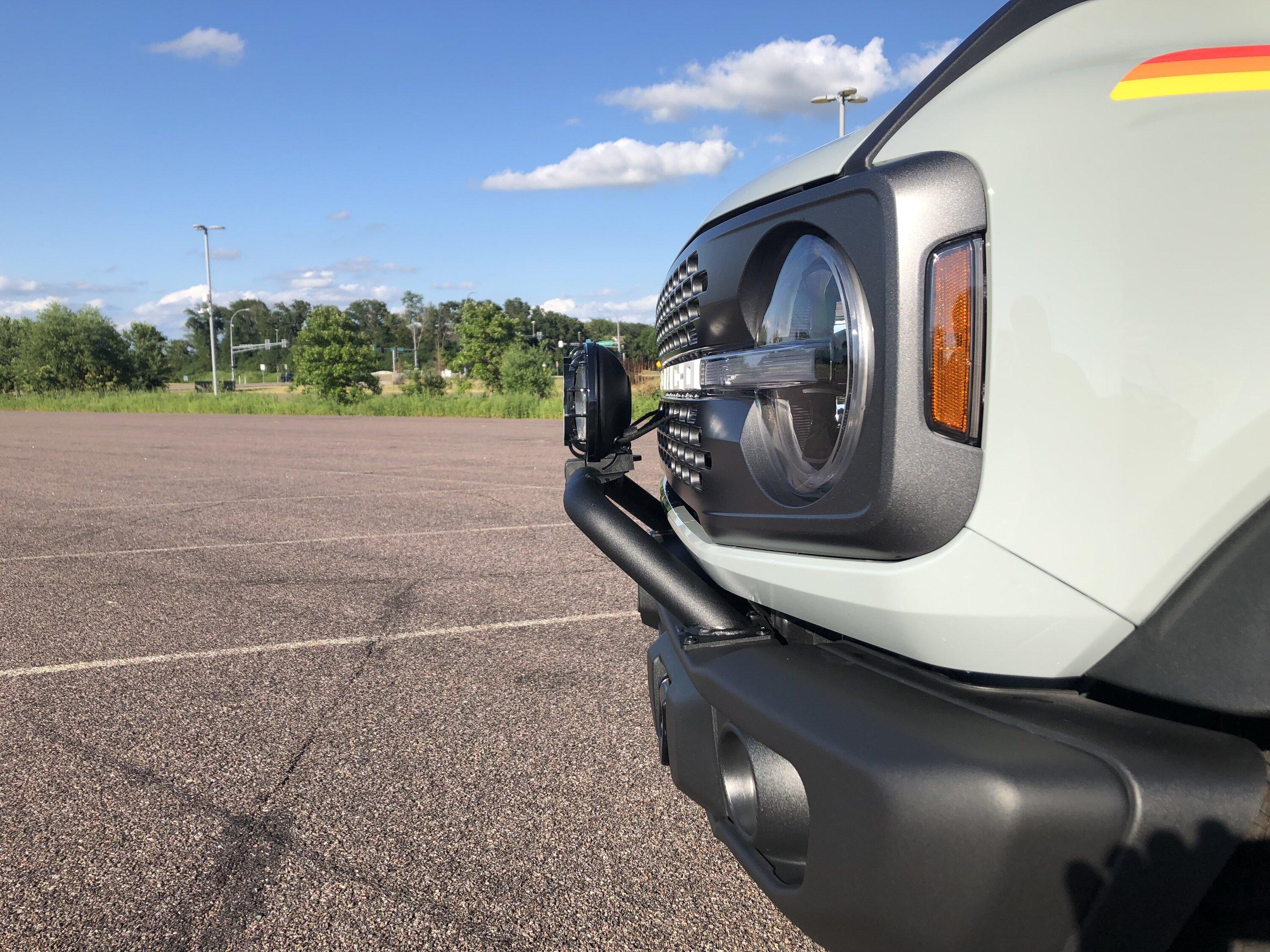 Ford Bronco Bar/Hoop Installed on Capable Bumper KC Bar side