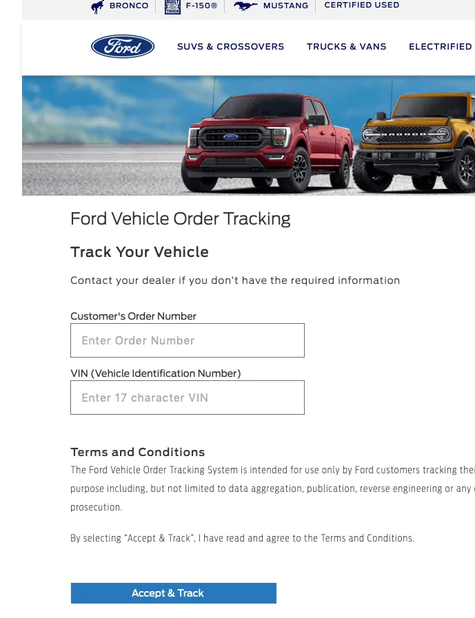 Ford Bronco Order tracking page keeps reverting back to blank Screen Shot 2022-07-15 at 8.50.33 AM