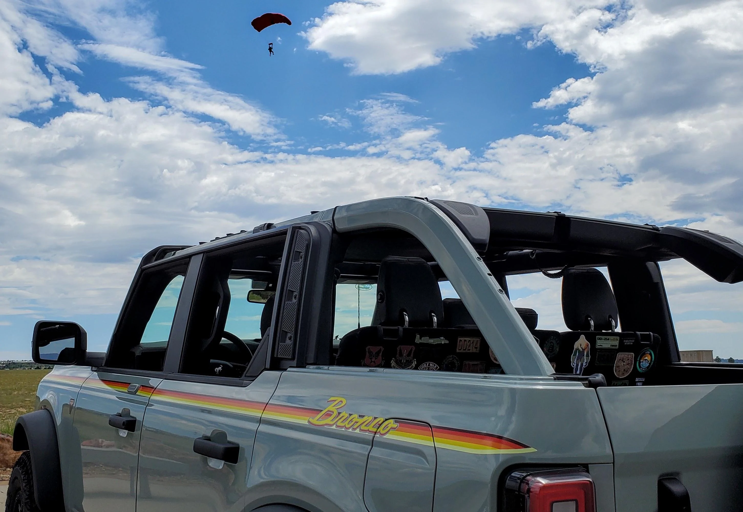 Ford Bronco Cadets Parachuting High Above the Bronco broncoparachut