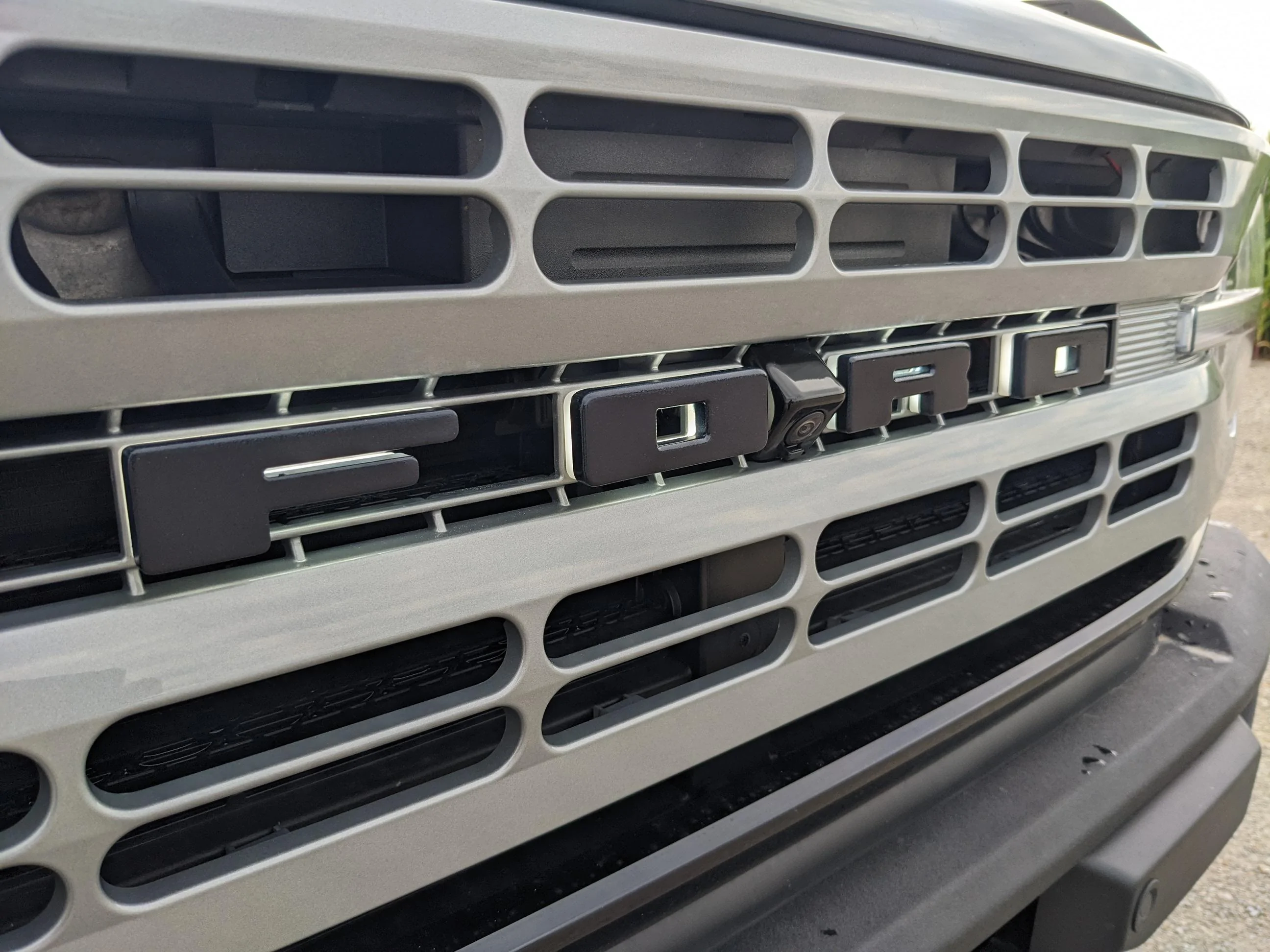 Ford Bronco Custom Heritage Grill in Solar Silver + Oracle letter lights added to my Bronco! PXL_20220715_214306969