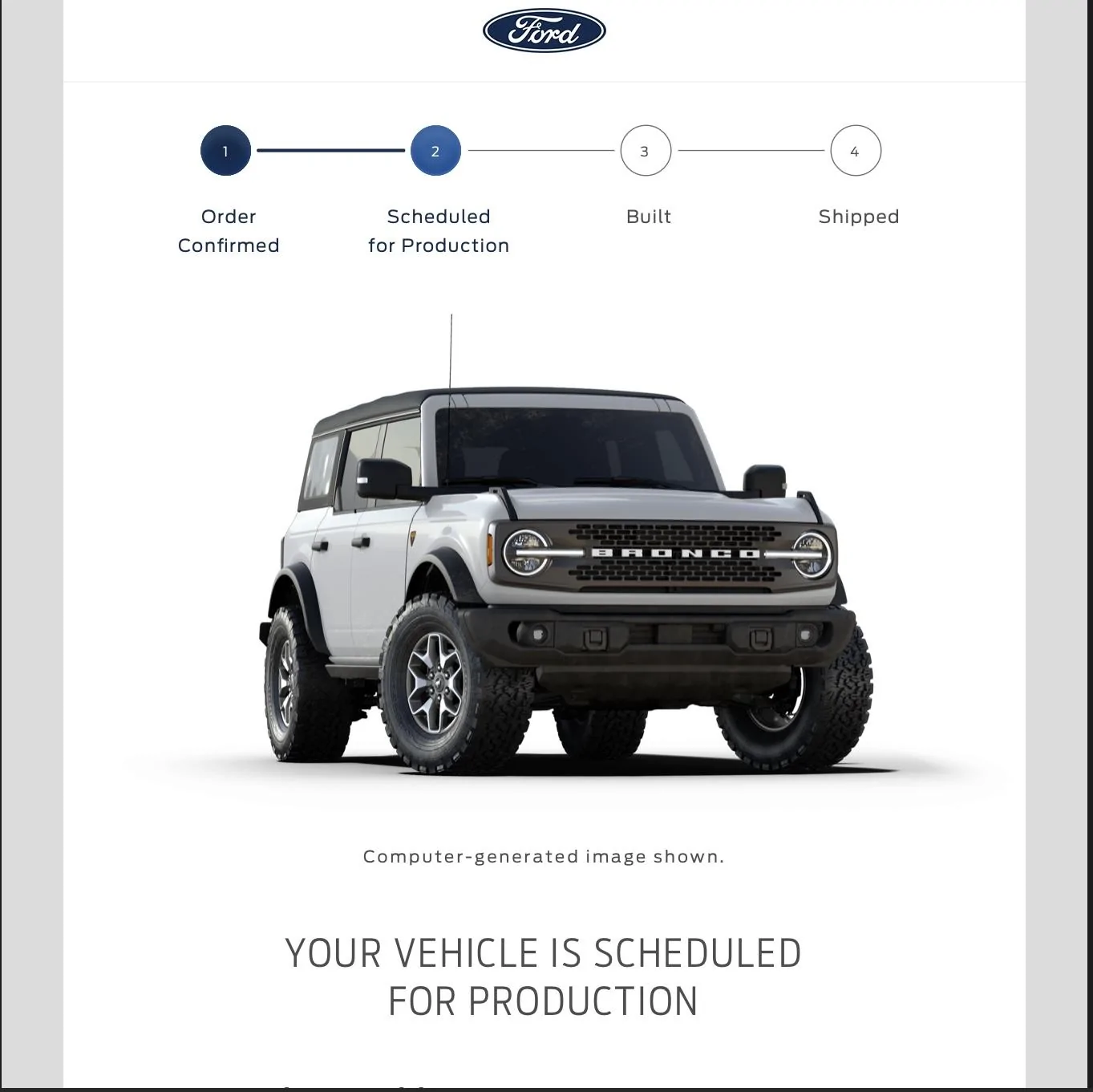 Ford Bronco 8/22 build week schedule. 1B76B9C0-D2D1-4821-816E-F1BF41C674C2