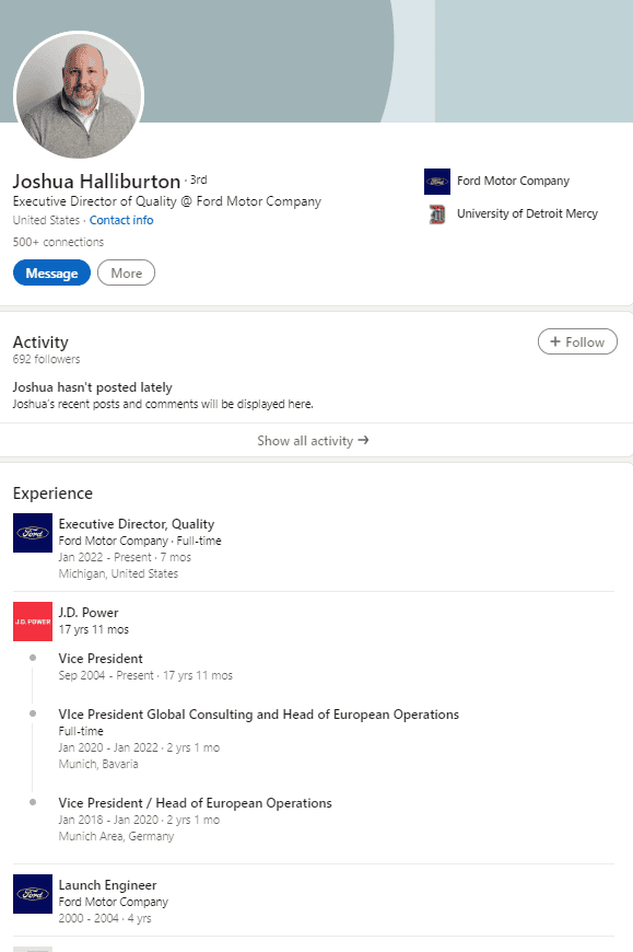 Ford Bronco Ford hires new executive "Quality Czar" Josh Halliburton 1657990769016