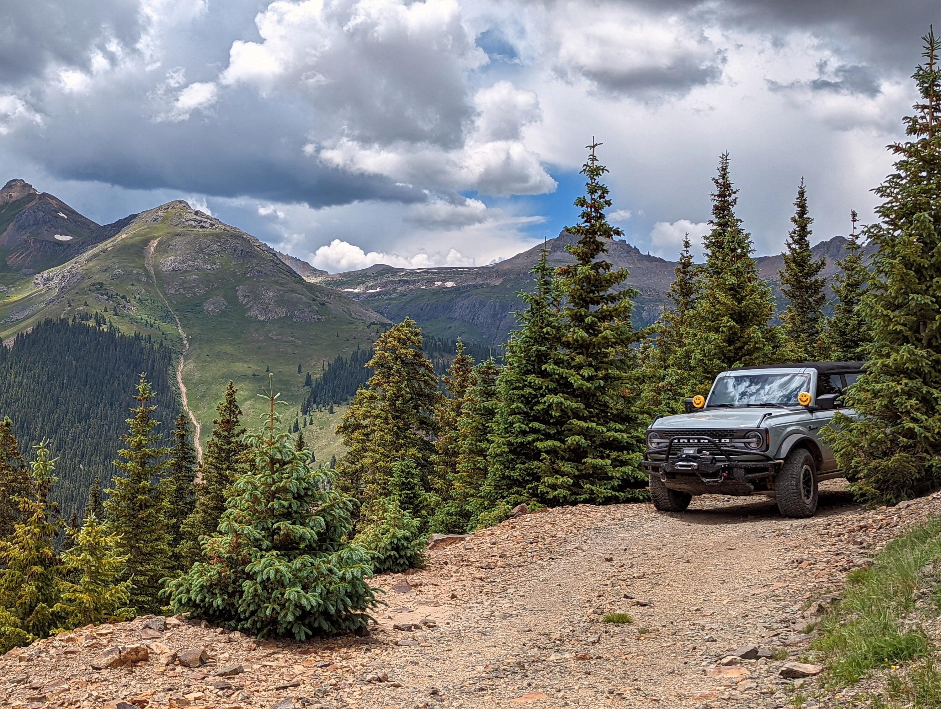 Ford Bronco Badlands 4door takes on Black Bear Pass, Imogene Pass, and Poughkeepsie Gulch in Colorado. PXL_20220712_194414954~2