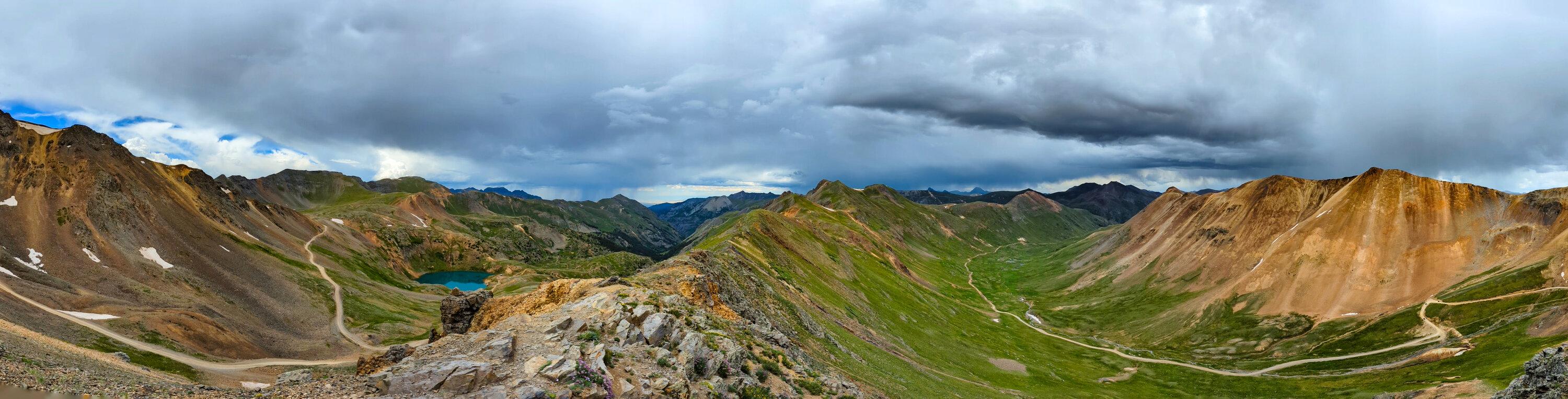 Ford Bronco Badlands 4door takes on Black Bear Pass, Imogene Pass, and Poughkeepsie Gulch in Colorado. PXL_20220714_192851521.PANO