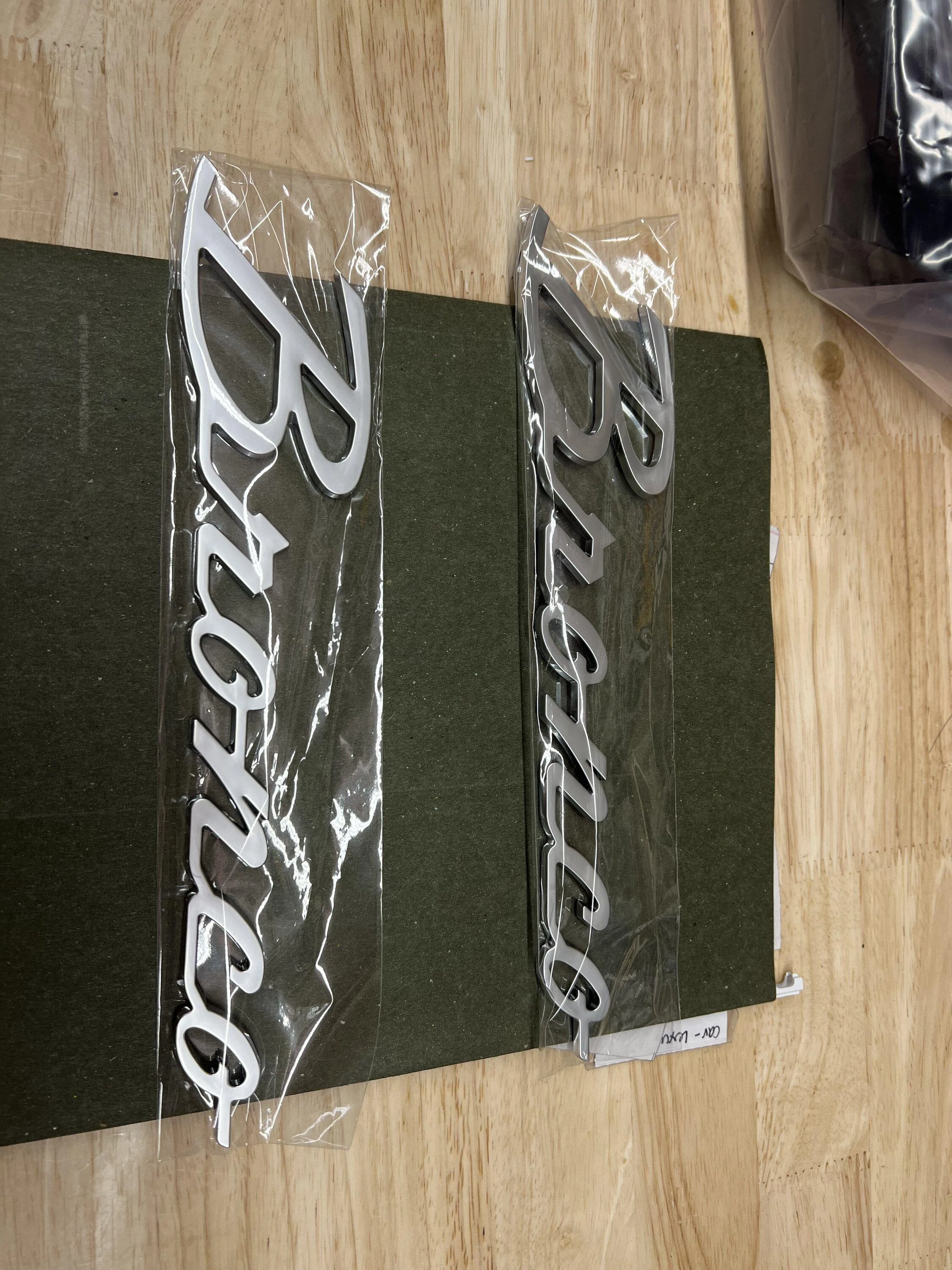 Ford Bronco WTS Bronco Depot Script Badges Matte Silver : SOLD A8F14907-CC59-4E1E-A68C-12C35281D9A1