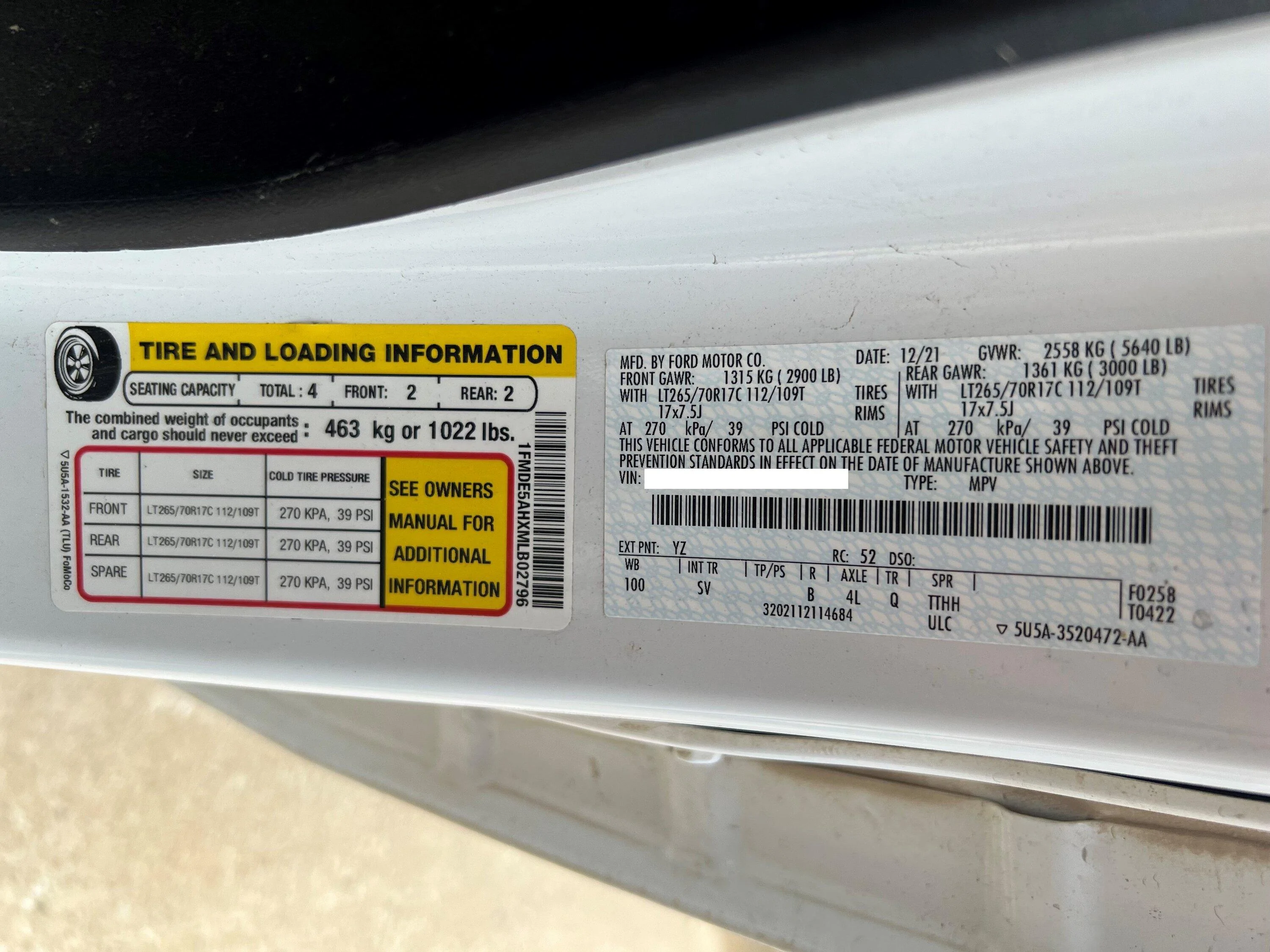 Ford Bronco TIRE PRESSURE : checked your factory pressure? tires