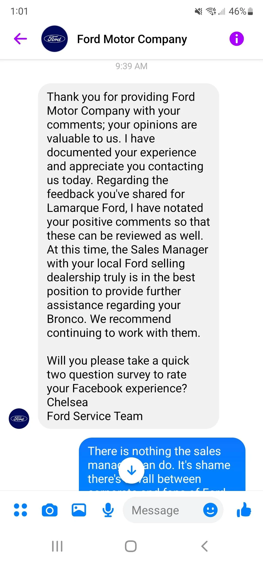 Ford Bronco Never received my Bronco Screenshot_20220722-130148_Messenger