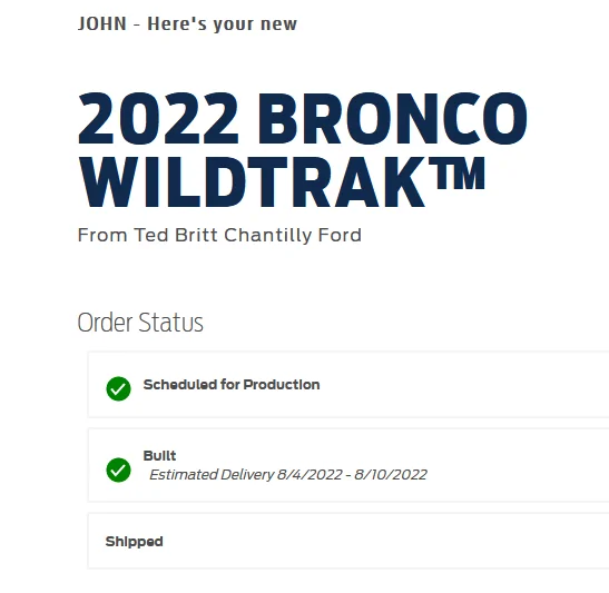Ford Bronco 06/27/22  Build week group 1658938651400