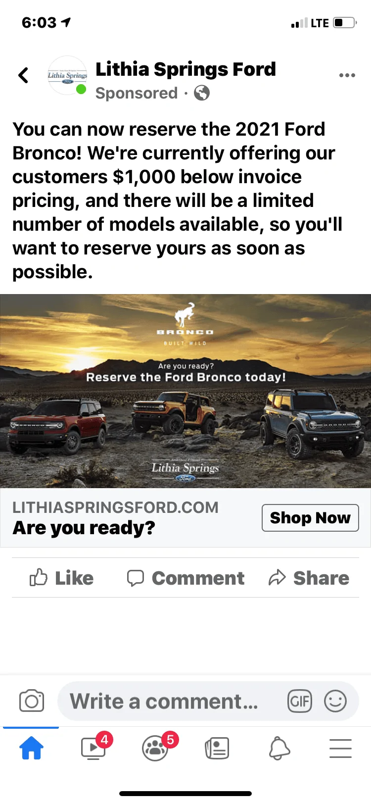 Ford Bronco Lithia Springs Ford offering below invoice? 5A676F33-C879-43B9-8110-29E2E29E0F98