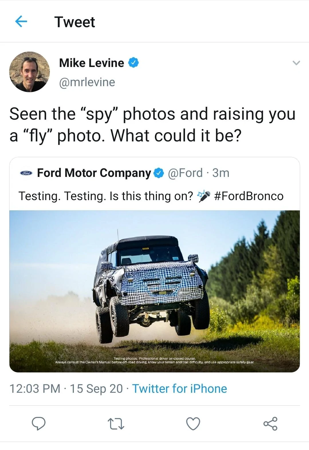 Ford Bronco Testing Testing. Ford Bronco Warthog Teased in Prototype Testing Image Screenshot_20200915-120345_Twitter
