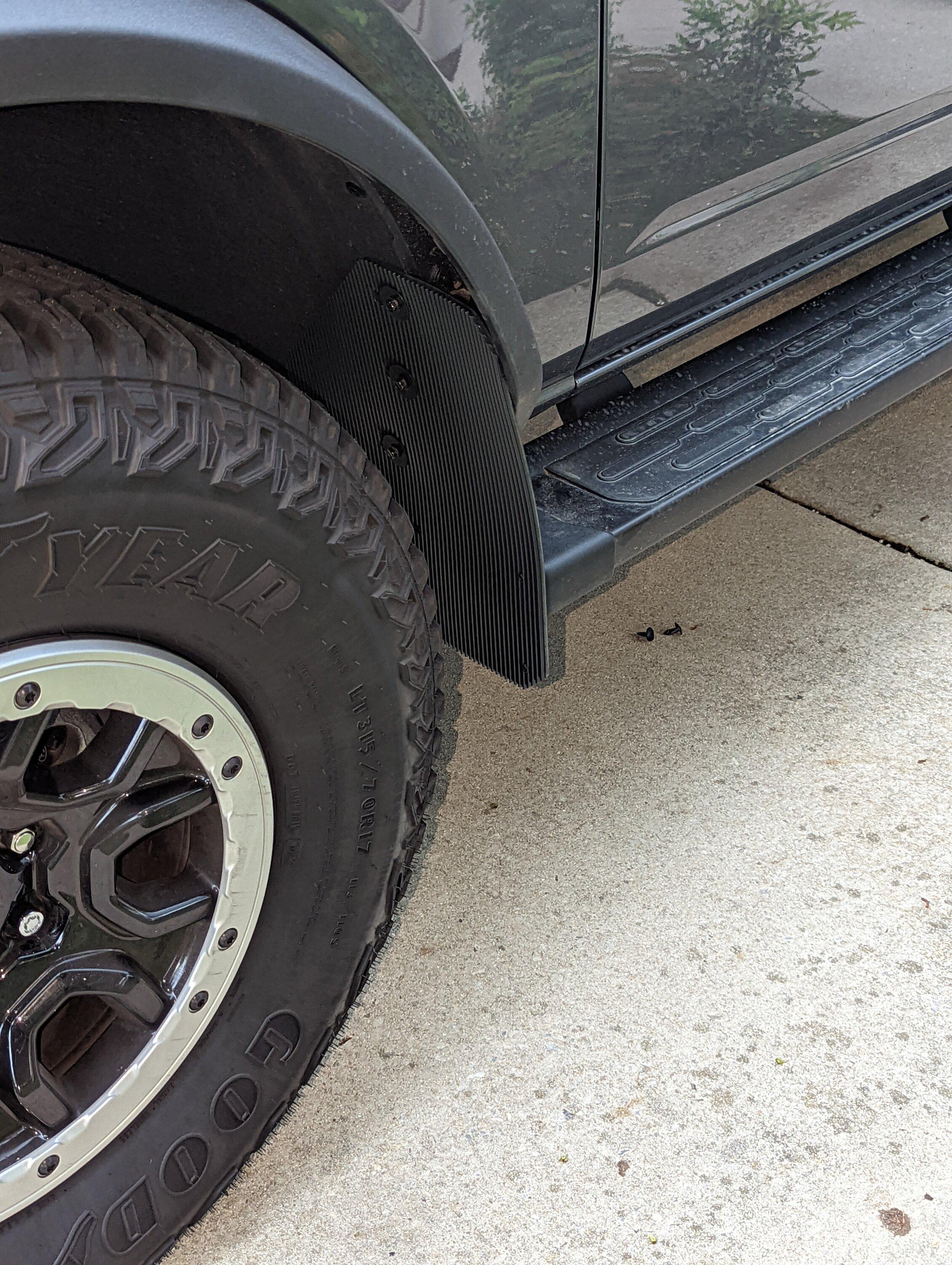 Ford Bronco Rek Gen Mud Flaps installed on my Sasquatch PXL_20220729_233741977