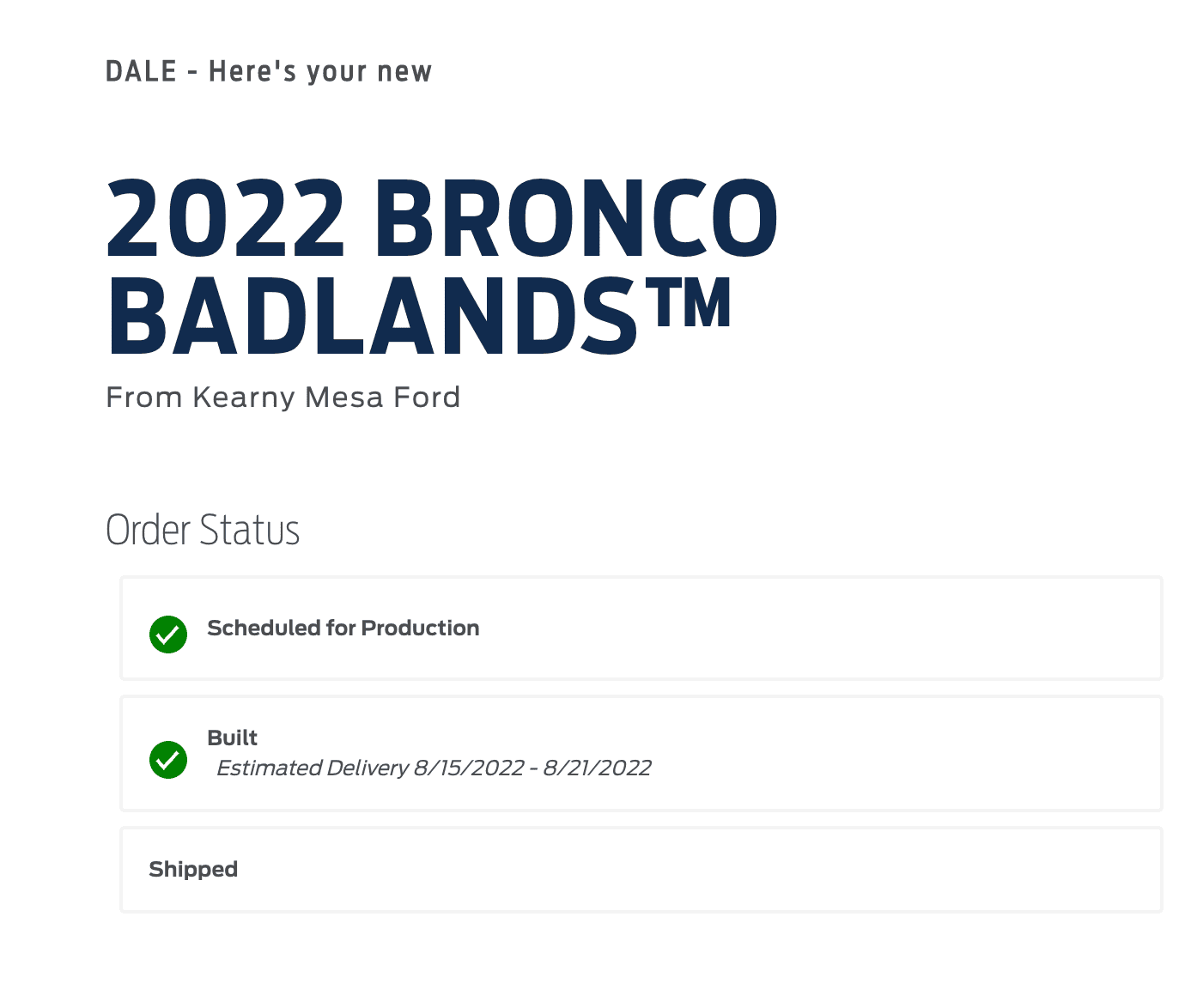 Ford Bronco 06/27/22  Build week group Screen Shot 2022-07-29 at 7.03.11 PM