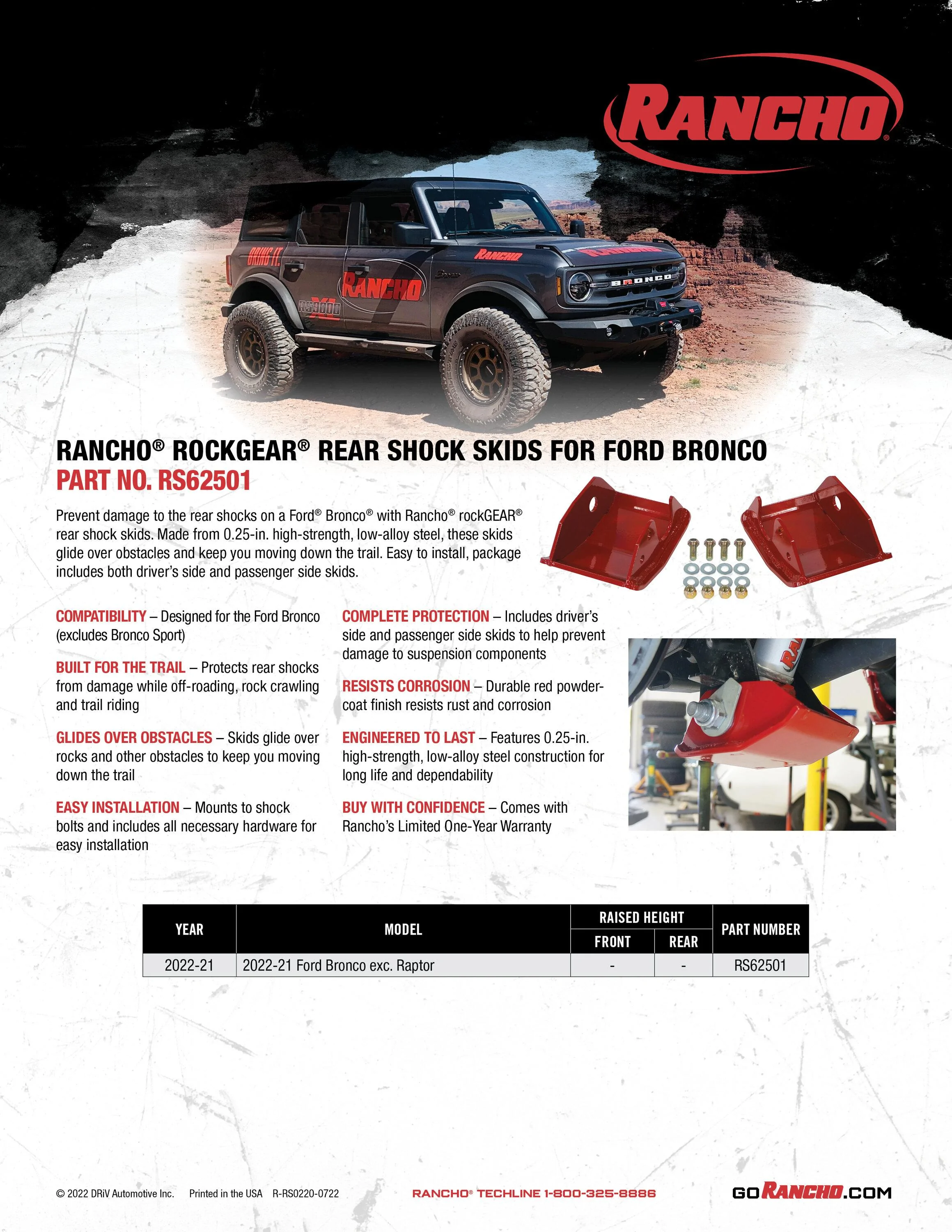 Ford Bronco Get your Rancho rockGEAR here!! 22-21 FordBronco_SkidPlate_RS62501_Sell_072522