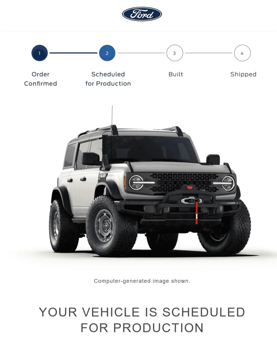 Ford Bronco 8/29/2022 Build Week Group everglades scheduled