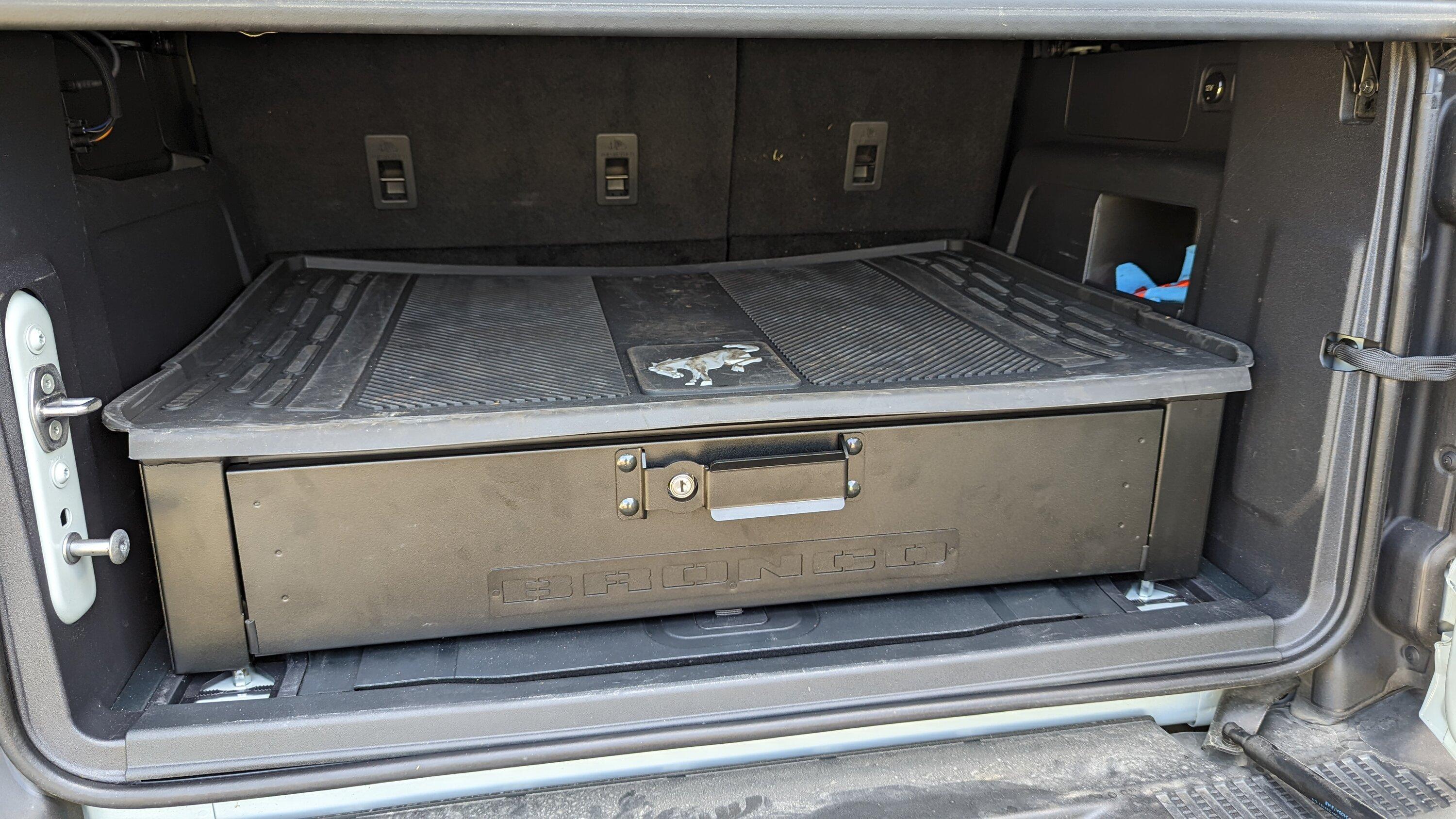 Ford Bronco Ford Cargo Area Security Drawer installed PXL_20220806_164202476