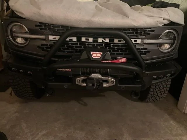 Ford Bronco Park Aid Sensor Relocation on Factory/Warn Winch Relocated sensors
