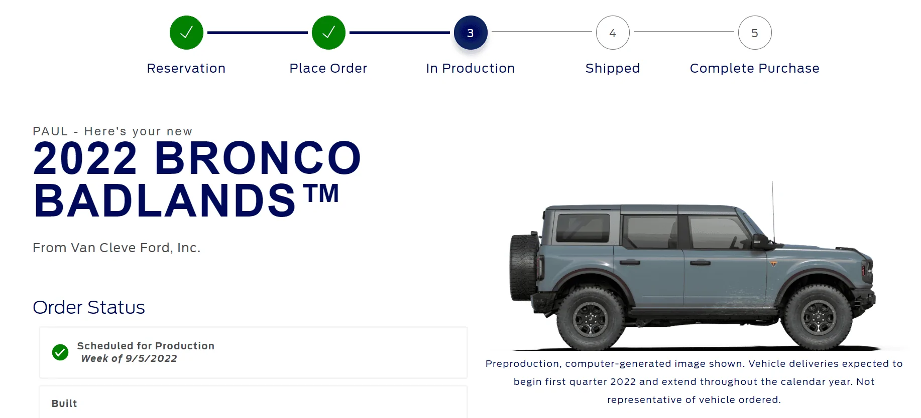 Ford Bronco 9/5/22 Build week group 1660245593511