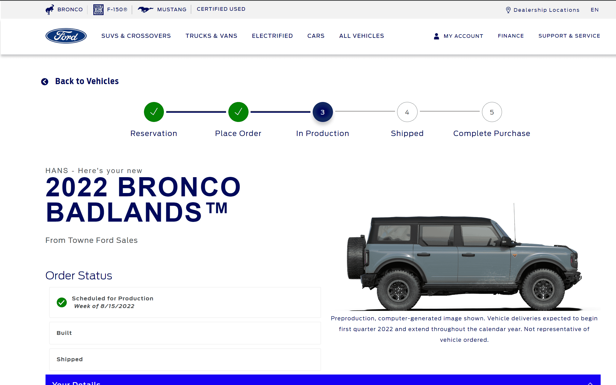 Ford Bronco 8/15/22 Build Week Group Bronco