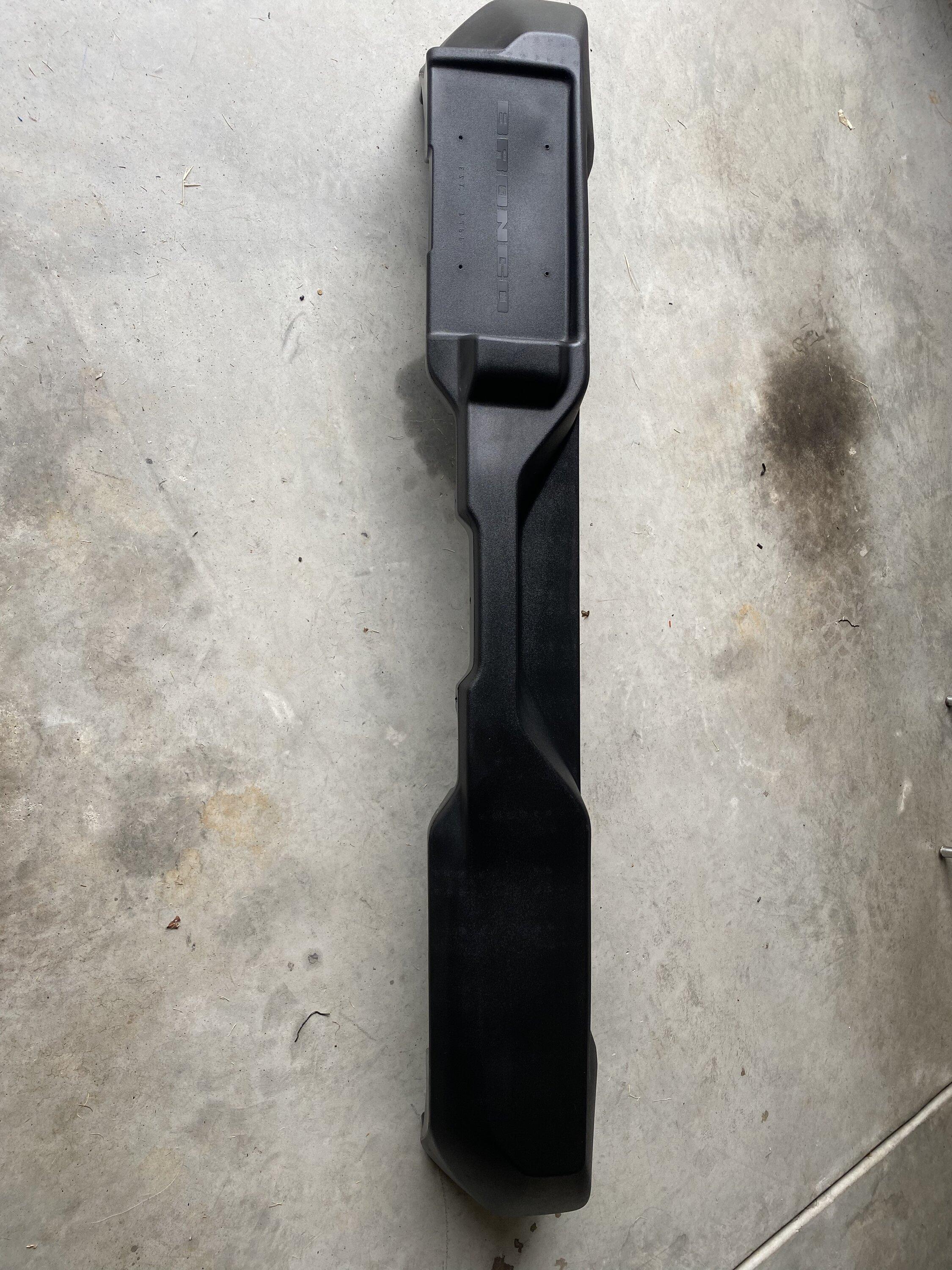 Ford Bronco Factory rear bumper, plastic, no sensor holes. 8099296D-6DC4-44BB-8451-F23695498CC8