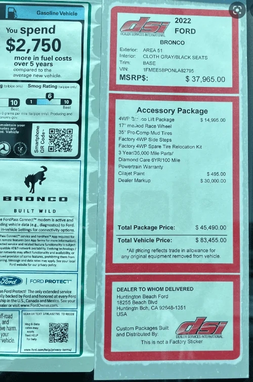 Ford Bronco New option! 2022 Wildtrak HOSS 3.0 with Fox Internal Bypass Dealer Mark U