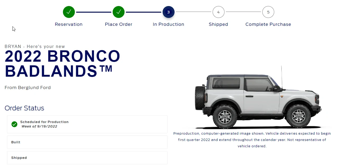 Ford Bronco 9/19/22 Build Week 1660844085794